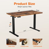 EDX Electric Adjustable Standing Desk - 63"x24" Sit-to-Stand Office Desk with 2 Hooks & Wire Hole