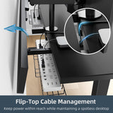 BrooveWave Electric Standing Desk Adjustable, 60''x30" Sit Stand Desk with Flip-Top Cable Management for Home Office