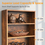 Large Bookcase, 5-Tier 63 Inch Tall Industrial Storage Wall Shelf, Display Shelf for Living room, Bedroom, Retro Brown