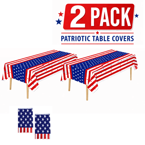 4th of July USA 250th Anniversary Plastic Tablecloth Disposable 10 Pack, Patriotic American Flag Rectangle Table Cover 5