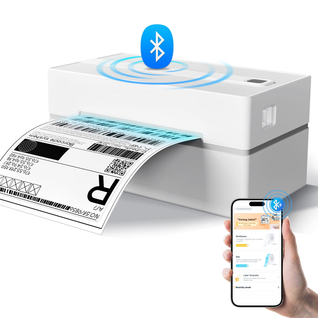 Label Printer, 4x6 Thermal Bluetooth Shipping Label Maker for Packages, Compatible with Windows iOS Android, Wireless Sticker Printing for Business an