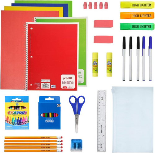 52-Piece Back to School Supply Kit for K-12, Value Pack for Students