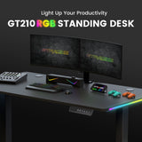 GTRACING Adjustable Height RGB Electric Sit or Stand Computer Desk with LED Lights, Black