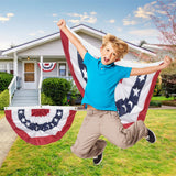 4 Pack American Flag Patriotic Bunting, 1.5x3 Ft USA Pleated Fan Flag, Red White and Blue Half Fan Banner with Brass Grommets for Outside Garden 4th of July Independence Day Memorial Day Decorations