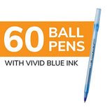 BIC Round Stic Xtra Life Ballpoint Pen, Medium Point (1.0mm), Blue, Flexible Round Barrel For Writing Comfort, 60-Count