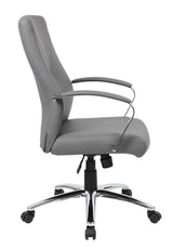 Boss Office Products LeatherPlus Home Office Adjustable Executive Chair with Casters, Grey