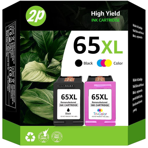 65XL Ink Cartridges Compatible for HP 65 Ink Cartridges DeskJet 2622 2624 2652 2655 Envy 5052 5058（2 Pack）
