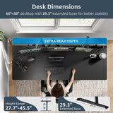 BrooveWave Electric Standing Desk Adjustable, 60''x30" Sit Stand Desk with Flip-Top Cable Management for Home Office