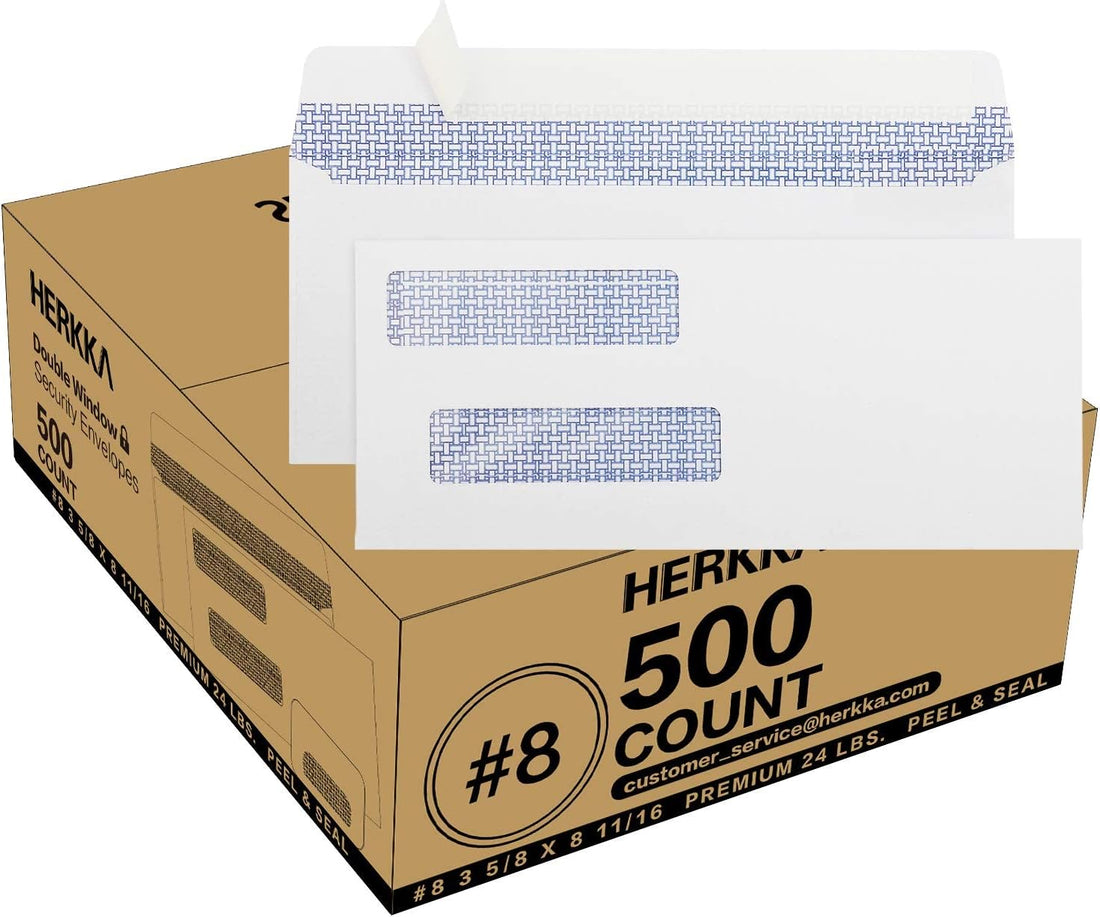 HERKKA #8 double-window security check envelopes, 500 pack