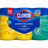 Clorox Disinfecting Cleaning Wipes Variety Pack, Bleach Free, Fresh Scent and Crisp Lemon, 75 Count Each, Pack of 3