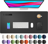 Aothia Leather Office Desk Pad Protector, Non-Slip PU Leather Desk Blotter, Waterproof Laptop Writing Mouse Pad for Office and Home, Black, 31.5" x 15