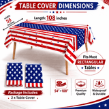 4th of July USA 250th Anniversary Plastic Tablecloth Disposable 10 Pack, Patriotic American Flag Rectangle Tab - view 2