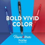 Paper Mate Profile Retractable Ballpoint Pens, 1.4 mm Bold Point, Black, 4 Count