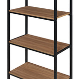 Mainstays 5-Shelf Metal and Wood Arch Open Bookcase, Warm Walnut