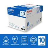 Staples Select Copy Paper, 8.5" x 11", 20 lb, 94 Bright, White, 10-Ream Case (5,000 Sheets)