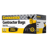 Commander 55 Gallon 3 MIL (eq) Heavy Duty Contractor Bags with Flap Ties - 36" x 56" with flaps - Pack of 10 - For Contractor, Industrial, & Outdoor