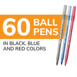 BIC Round Stic Xtra Life Ballpoint Pens, Medium, Black, 60-Count