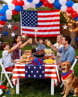 4th of July USA 250th Anniversary Plastic Tablecloth Disposable 10 Pack, Patriotic American Flag Rectangle Table Cover 54 x 108 Inch, Table Cloth for Independence Day BBQ Picnic Party