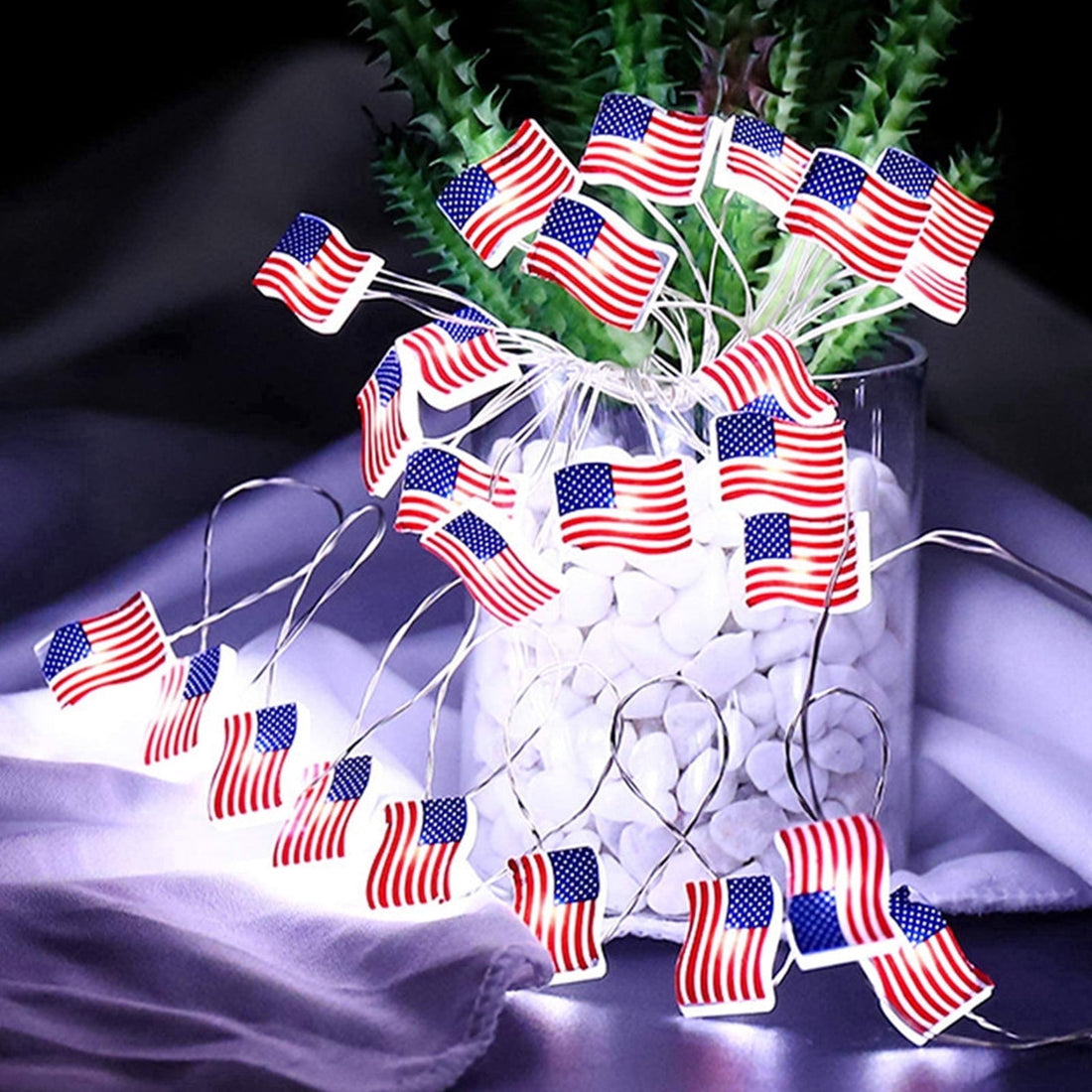 AZXY July 4th Decor,Patriotic Lights,4th of July Lights,Hanging Patriotic Lighting Decorations for Independence Day