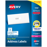 Avery Address Labels 5160, 1" x 2-5/8", Laser/Inkjet, White, 300-Pack