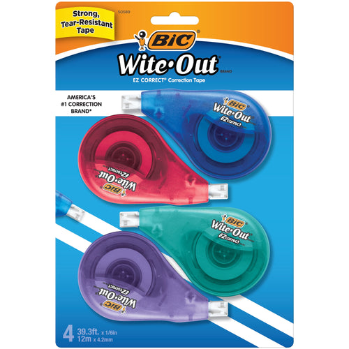 BIC Wite-Out EZ Correct Correction Tape, White, 4-Count