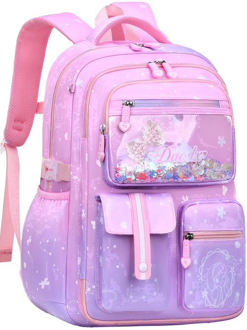 Gmdisc School Backpack for Girls, Lightweight Waterproof School Bookbag, Purple