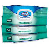 (3 pack) Clorox Disinfecting Cleaning Wipes Flex Pack, Bleach Free, Fresh Scent, 75 Count