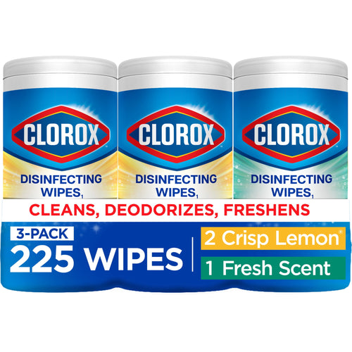 Clorox Disinfecting Cleaning Wipes Variety Pack, Bleach Free, Fresh Scent and Crisp Lemon, 75 Count Each, Pack of 3