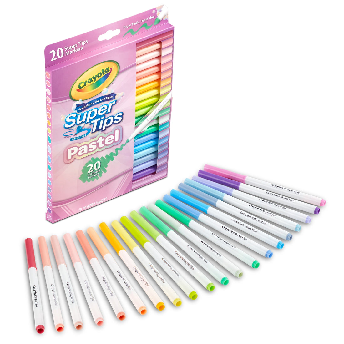 Crayola Super Tips Washable Markers, Pastel, 20 Count