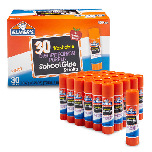 Elmer's Washable Disappearing Purple Glue Sticks, 30-Count