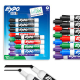 EXPO Low-Odor Dry Erase Markers, Chisel Tip, 12 Count