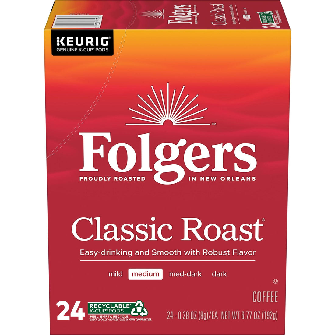Folgers Classic Roast Coffee K-Cup Pods, Medium Roast, 84-Count
