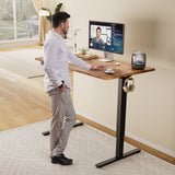 EDX Electric Adjustable Standing Desk - 63"x24" Sit-to-Stand Office Desk with 2 Hooks & Wire Hole