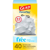 Glad ForceFlex Tall Kitchen Drawstring Trash Bags, 13 Gallon, 40-Count