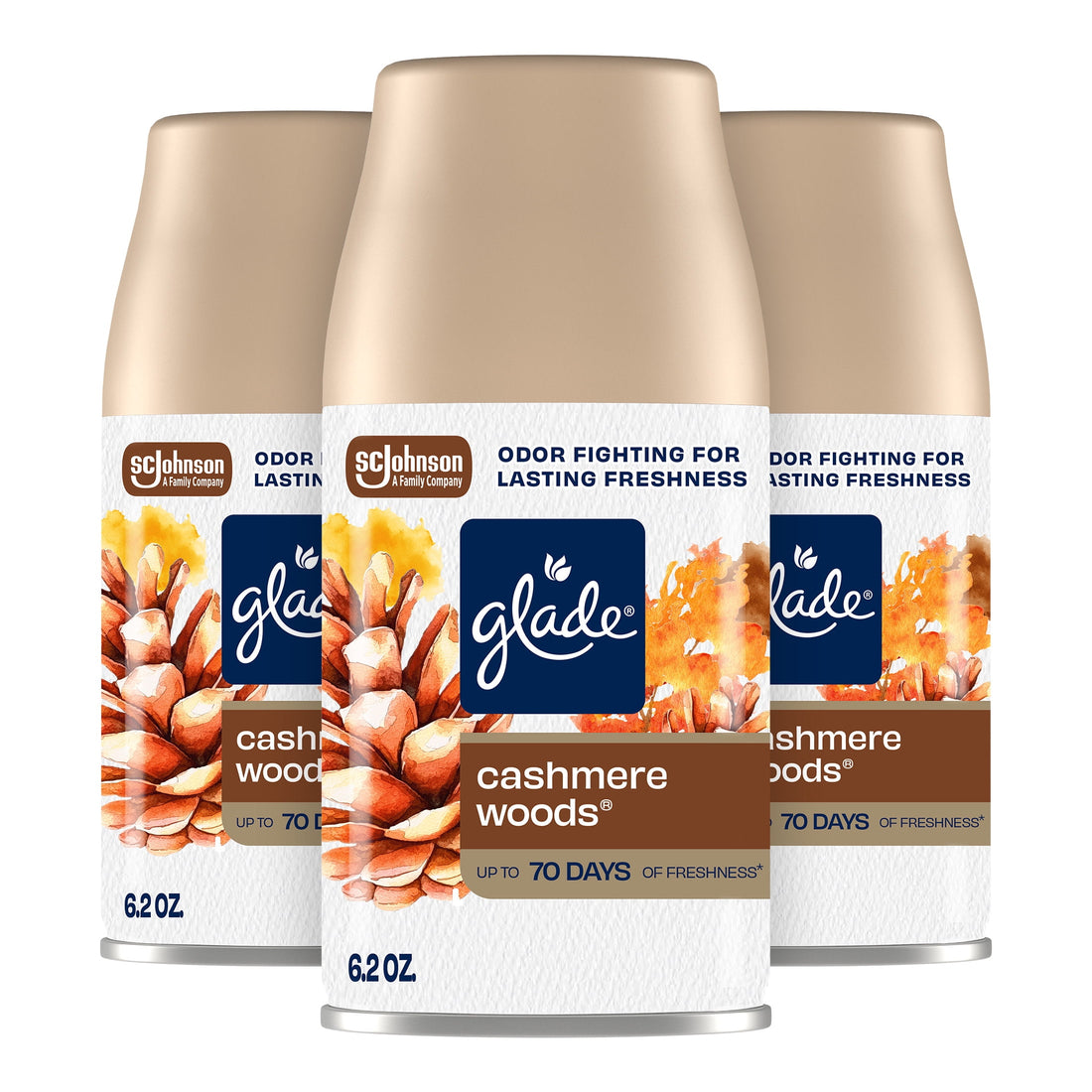 Glade Automatic Spray Refill - Comforting Cashmere Woods, 3 Refills (6.2 oz Each)
