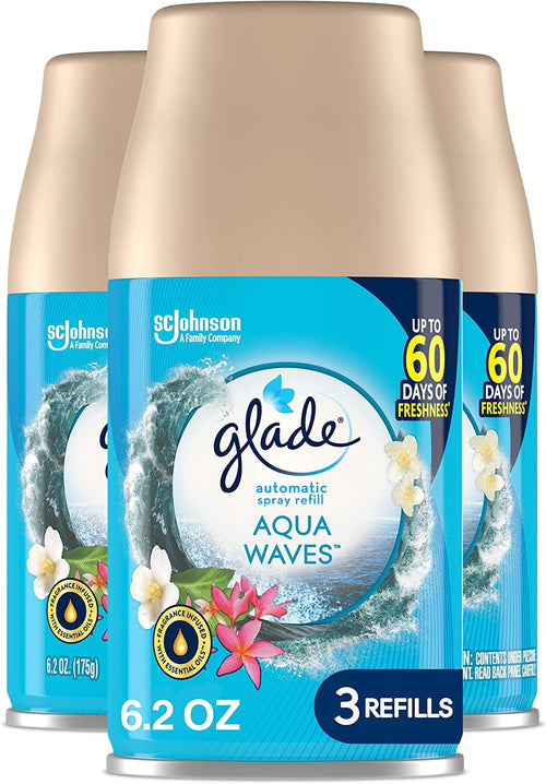 Glade Automatic Spray Refill - Aqua Waves, 3 Refills (6.2 oz Each)