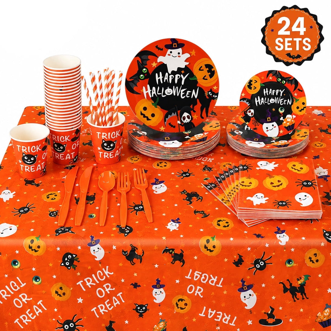 Halloween Paper Plates & Napkins Party Set - Serves 24