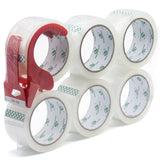 Heavy Duty Transparent Packing Tape with Dispenser, 6 Rolls (360 yd Total), 1.88 in x 60 yd