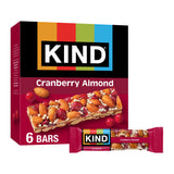 KIND Gluten Free Cranberry Almond Snack Bars, 1.4 oz, 6 Count, Cardboard Box