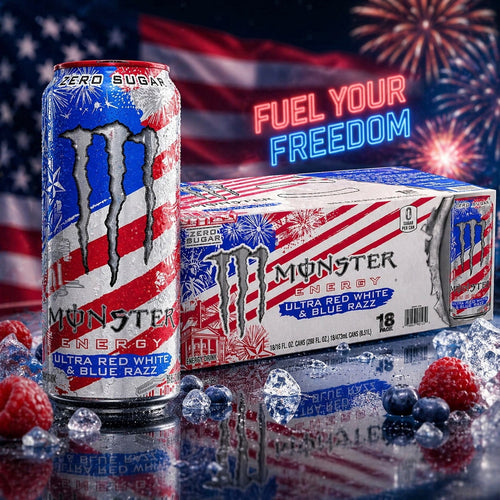 Monster Energy Ultra Sugar Free, Red White & Blue Razz, 16 fl oz, 18 Pack