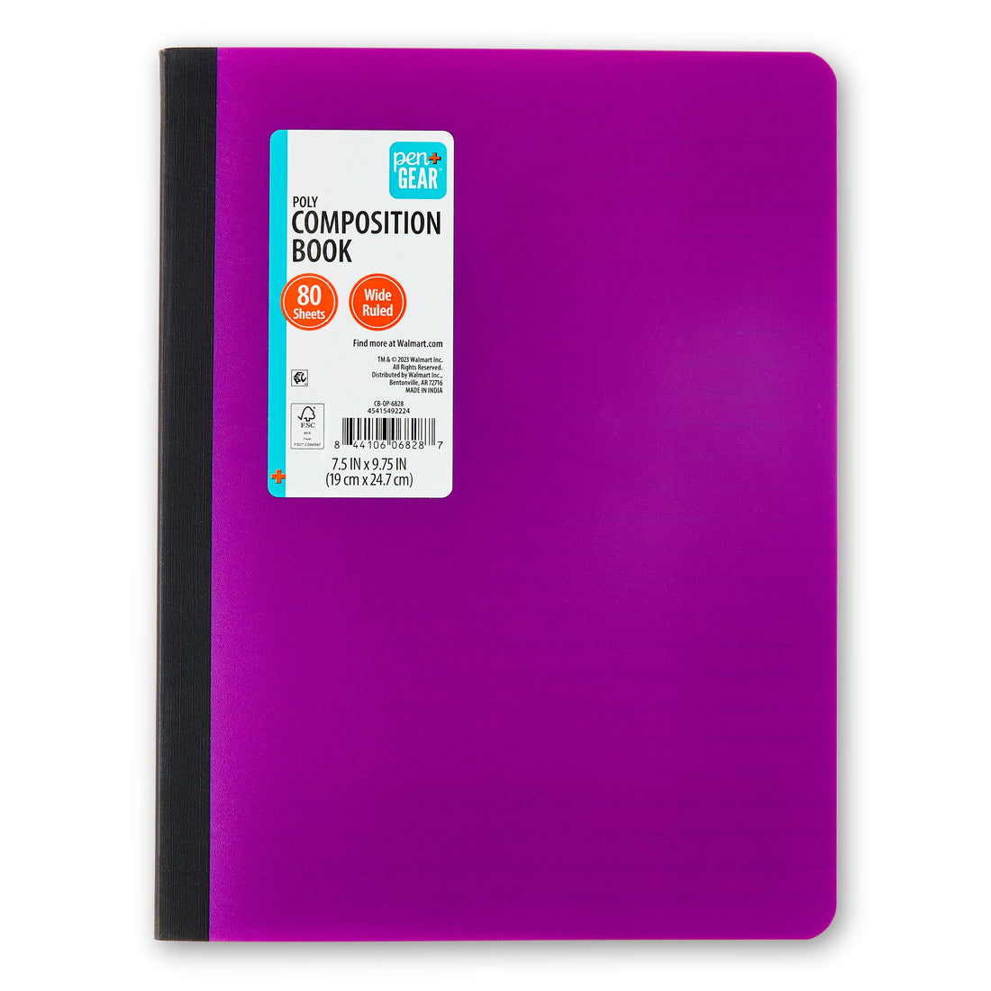 Pen+Gear Wide Ruled Poly Composition Book, 7.5 x 9.75 in, Purple, 80 Sheets