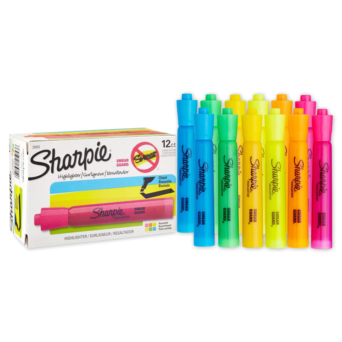 Sharpie Highlighters, Smear Guard, Assorted Colors, 12-Count