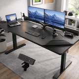 BrooveWave Electric Standing Desk Adjustable, 60''x30" Sit Stand Desk with Flip-Top Cable Management for Home Office