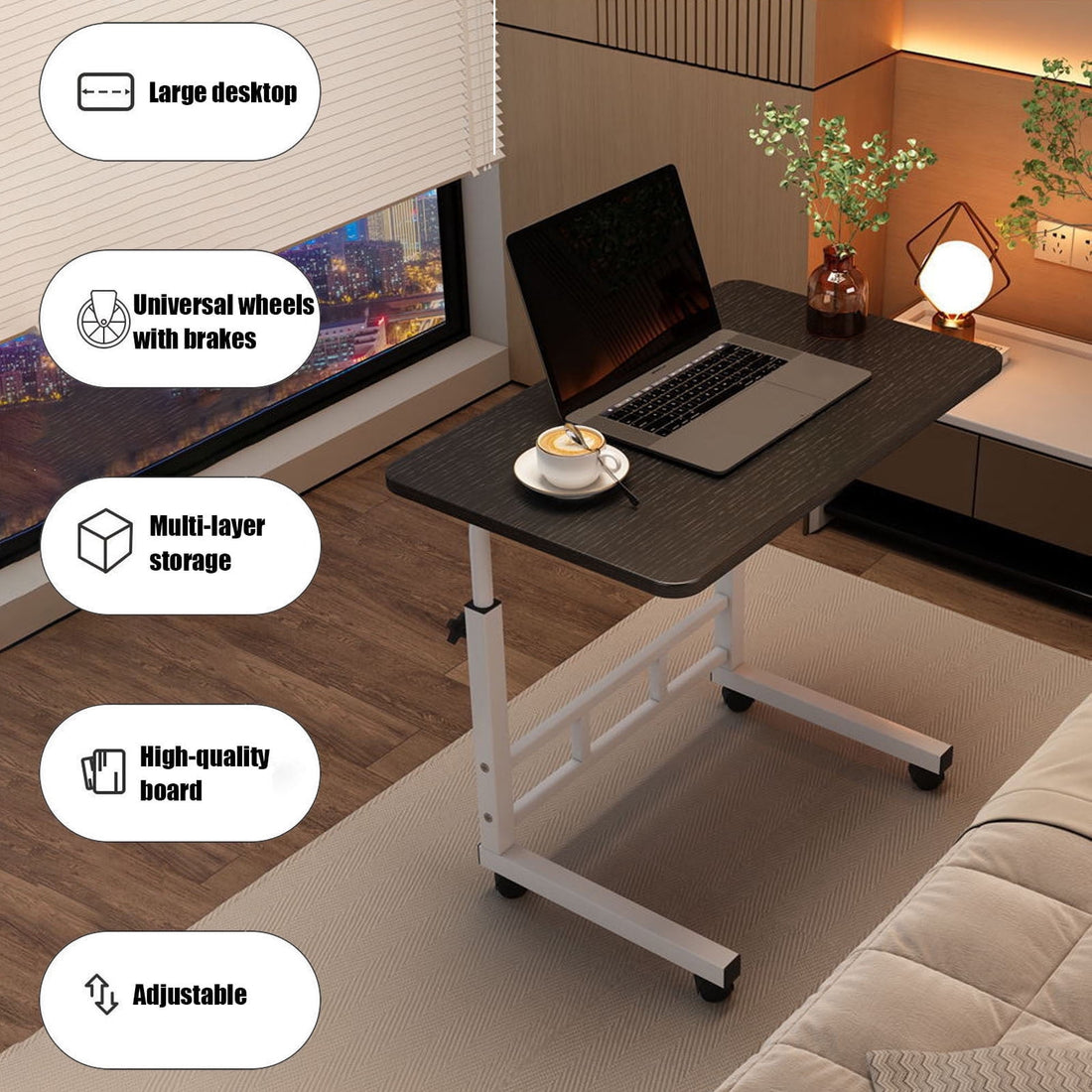 Study Computer Desk Home Office, Adjustable Height Laptop Writing Table, Bedside Table Lazy Sofa Table Minimalist Desk, End Table Sofa Side Table, Sma