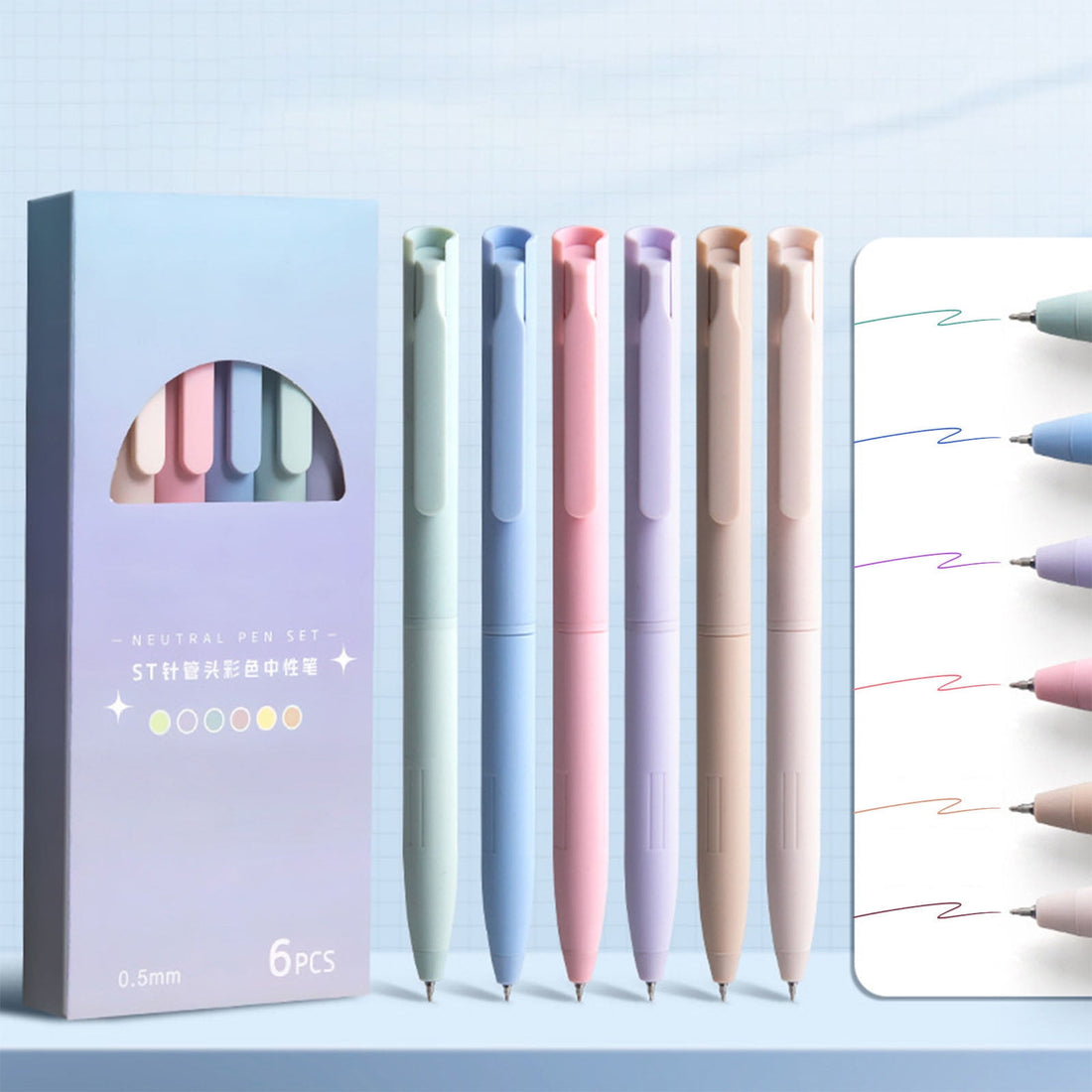 Retractable Gel Pens Set, 6 Assorted Colors, Fine Tip, Fast-Drying Ink (6-Pack)