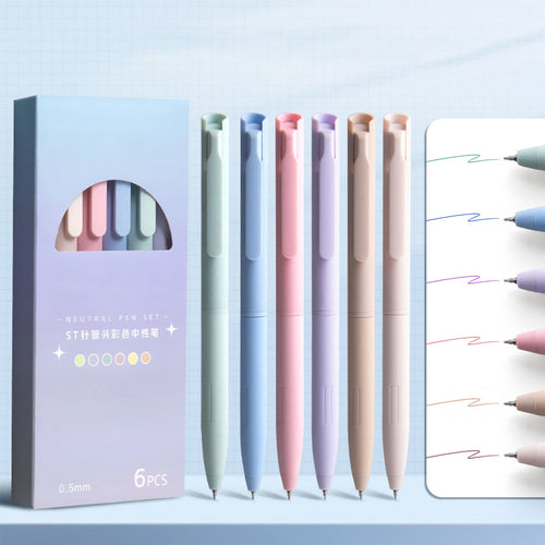 Retractable Gel Pens Set, 6 Assorted Colors, Fine Tip, Fast-Drying Ink (6-Pack)