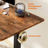 EDX Electric Adjustable Standing Desk - 63"x24" Sit-to-Stand Office Desk with 2 Hooks & Wire Hole
