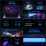 AX18Pro 18.5-inch FHD Laptop (AMD Ryzen 3 4300U, 16GB RAM, 512GB SSD, Windows 11 Pro)