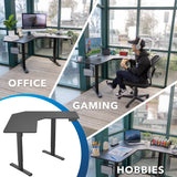 Mount-It! Eclectic Height Adjustable Corner Sit-Stand Desk, Ergonomic, New Design