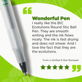 BIC Ecolutions Round Stic Ball Point Pen, Black, 1.0mm Medium Point, 50 Pack